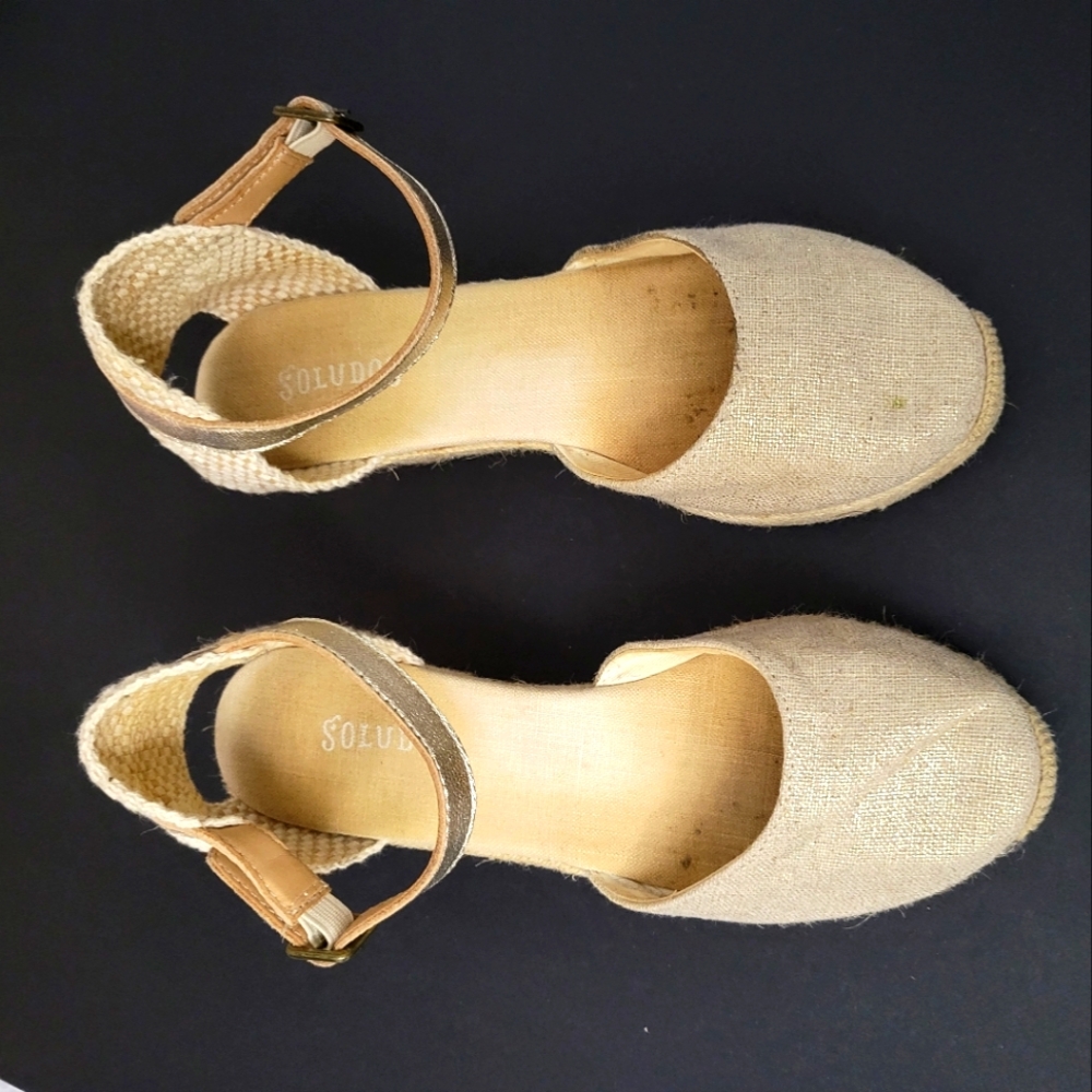 Soludos Cream Wedges with Buckle